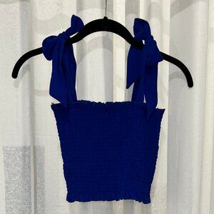Royal Blue Ruched, Cropped, Bandeau Top